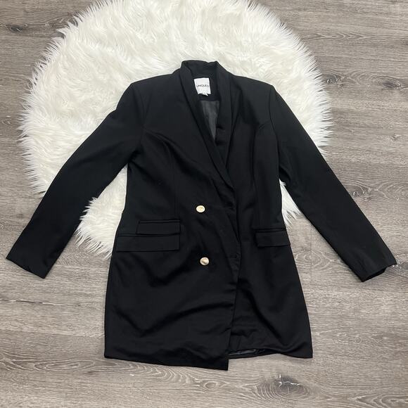 Unique21 Double Breasted Suit Blazer Womens Size XL Black Gold Buttons - Picture 1 of 4